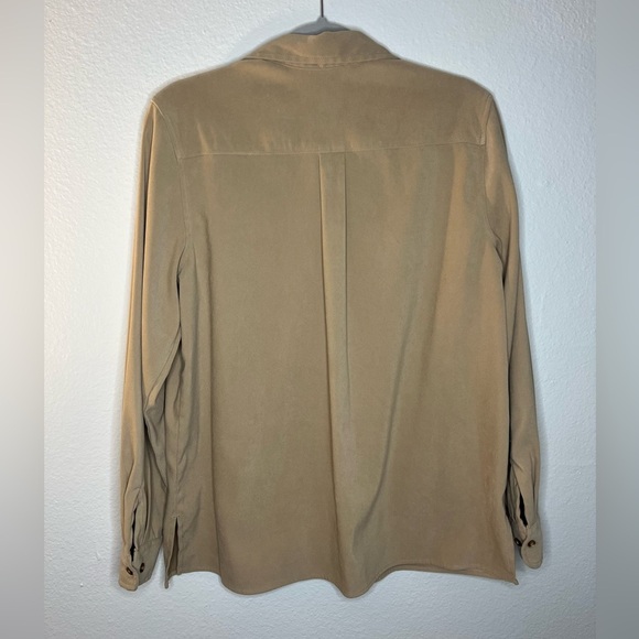 Orvis Ruffle Front Button Down Blouse Tan | Size 12 - Picture 5 of 5